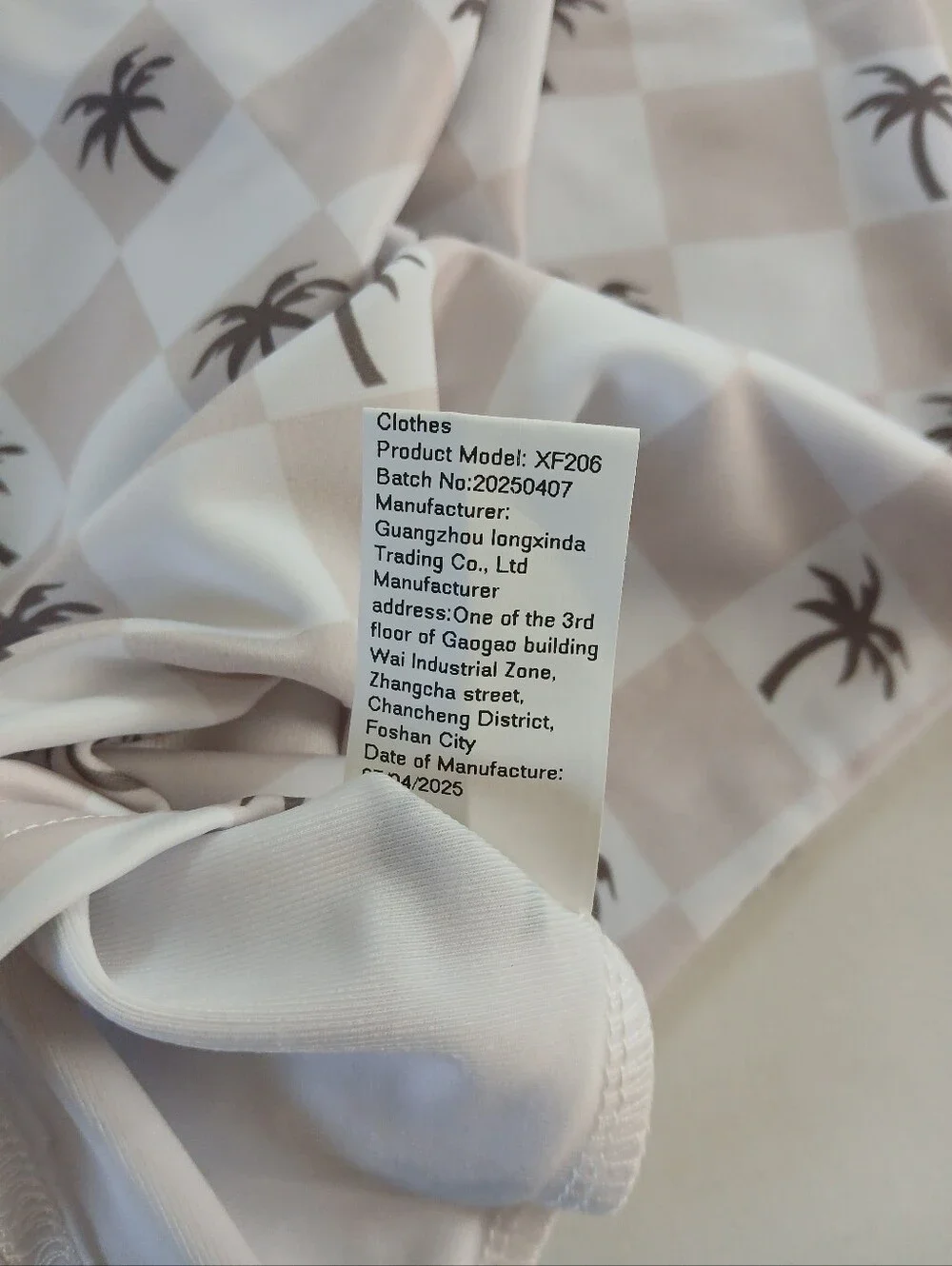 New Infant Baby Palm Tree Checkered Swimsuit Rash Guard Swimwear 12-18 Months